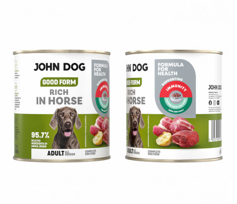 JOHN DOG Good Form Rich in horse - vlhké krmivo pro psy - 800g - Fotogalerie 2