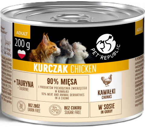 PETREPUBLIC Adult Kousky s kuřecím v omáčce – vlhké krmivo pro kočku – 200g - Fotogalerie 1