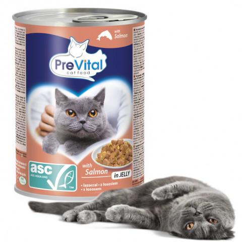 PREVITAL Cat Food s lososem ASC v želé - mokré krmivo pro kočky - 415g - Fotogalerie 3