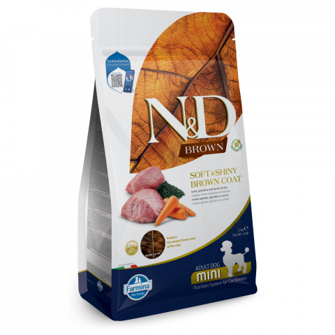 FARMINA N&D Brown Dog Lamb, Spirulina&Carrot Adult Mini - suché krmivo pro psy - 2 kg - Fotogalerie 13