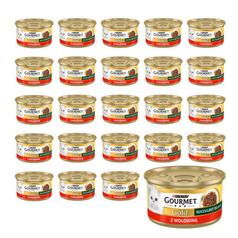 GOURMET GOLD Succulent Delights Hovězí - mokré krmivo pro kočky - 24x85g - Fotogalerie 1