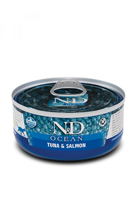 FARMINA N&D Cat Ocean Tuňák, Losos – mokré krmivo pro kočky – 70 g - Fotogalerie 1