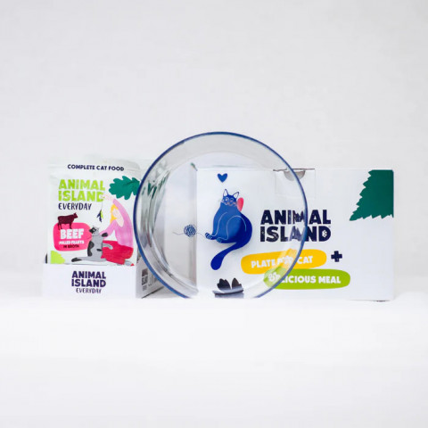 ANIMAL ISLAND Everyday Beef in broth Box - mokré krmivo pro kočky - 12x85g + talířek zdarma - Fotogalerie 3