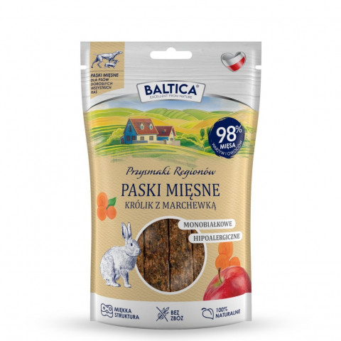 BALTICA Przysmaki Regionów Mono Masové pásky Králík s mrkví – pamlsek pro psa – 90 g - Fotogalerie 1
