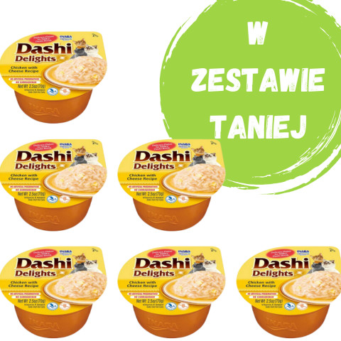 INABA Dashi Delights Kuře se sýrem ve vývaru - pochoutka pro kočky - 3x70 g + 1x70 g Zdarma! - Fotogalerie 1