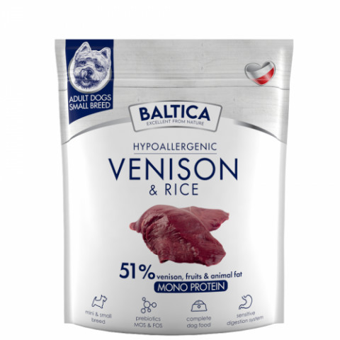 BALTICA Nutraceutic Hypoallergenic Small breeds Venison with rice - suché krmivo pro psy - 1kg - Fotogalerie 1