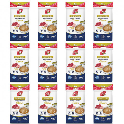 FARMINA N&D Quinoa Cat Digestion Cream with Chicken & Tuna box – pamlsek pro kočku – 12x(4x15g) - Fotogalerie 1