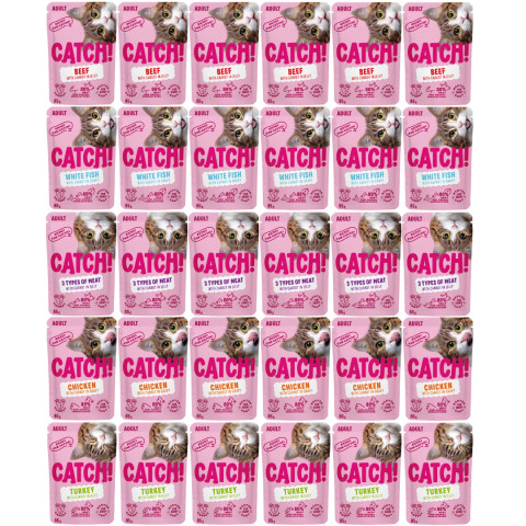 CATCH MIX příchutí - mokré krmivo pro kočky - 30x85g - Fotogalerie 1