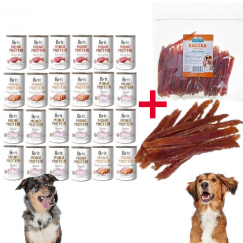 BRIT Mono Protein MIX PŘÍCHUTÍ - mokré krmivo pro psy - 24x400g + Pamlsek Petitto - Fotogalerie 1