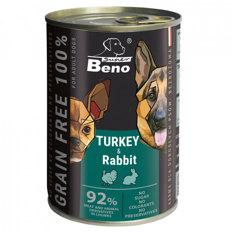 SUPER BENO Turkey and rabbit - mokré krmivo pro psy - 415g - Fotogalerie 1