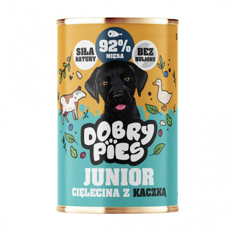 DOBRÝ PES Junior Telecí s kachnou – mokré krmivo pro psy – 6×400 g - Fotogalerie 2
