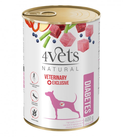 4VETS Natural Diabetes Dog - vlhké krmivo pro psy - 24x400g - Fotogalerie 2