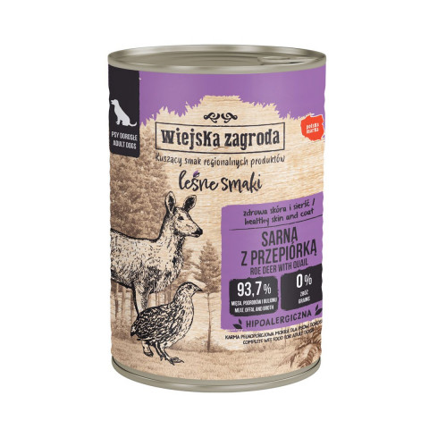 WIEJSKA ZAGRODA Forest Flavours Roe deer with a quail - vlhké krmivo pro psy - 400g - Fotogalerie 1