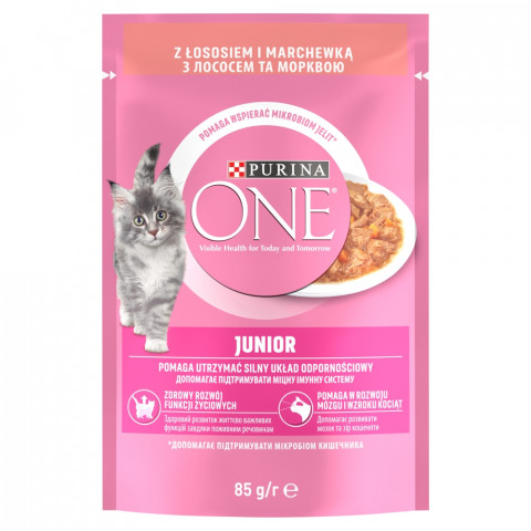 PURINA One Junior Salmon with carrot - mokré krmivo pro kočky - 85g - Fotogalerie 1