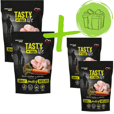 BIOFEED Tasty Dogs Life Drůbež - vlhké krmivo pro psy - 2x500g + 2x500g ZDARMA - Fotogalerie 1