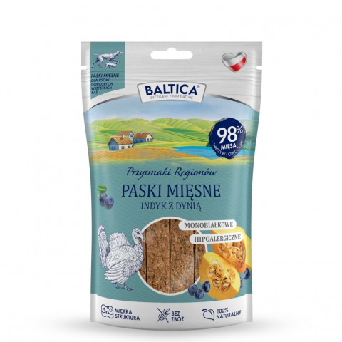 BALTICA Przysmaki Regionów Mono Masové pásky Krůta s dýní – pamlsek pro psa – 90 g - Fotogalerie 1