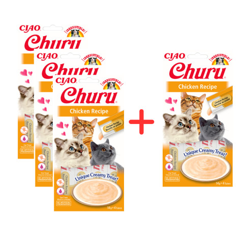 INABA Churu Chicken - pamlsek pro kočky - 3 x (4 x14 g) + 4 x 14g Gratis! - Fotogalerie 1