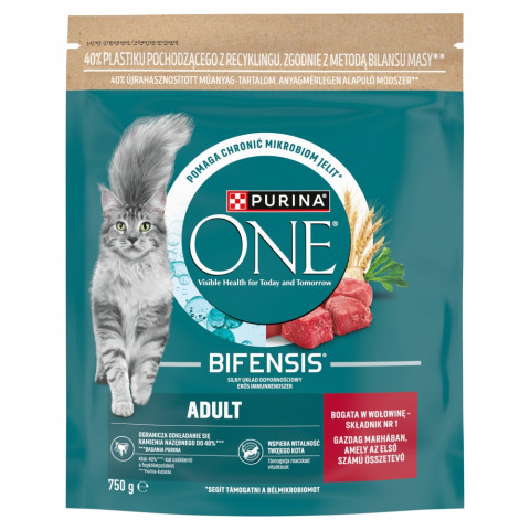 PURINA One Bifensis Adult Rich in beef - suché krmivo pro kočky - 750g - Fotogalerie 1