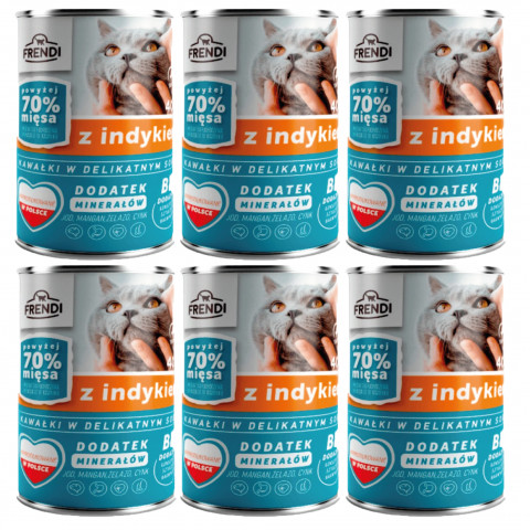 FRENDI s krůtím masem kousky v jemné omáčce – mokré krmivo pro kočky – 6x400g - Fotogalerie 1