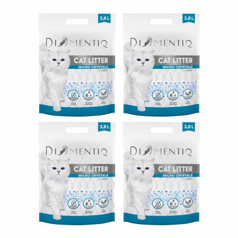 DIAMENTIQ Micro Crystals silikonové stelivo, hrudkující pro kočky – 4×3,8 l - Fotogalerie 1