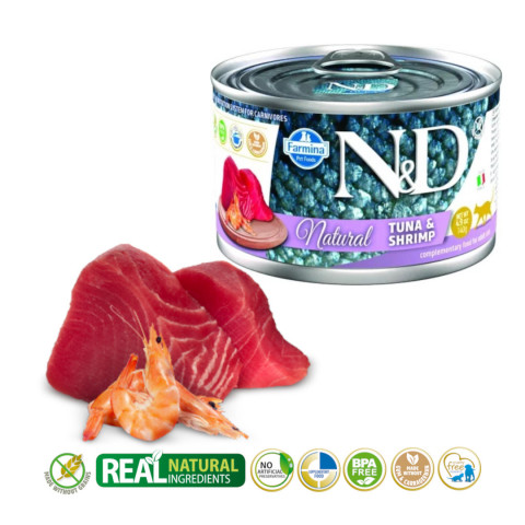 FARMINA N&D Cat Natural Tuna&Shrimp - vlhké krmivo pro kočky - 24x140 g - Fotogalerie 2