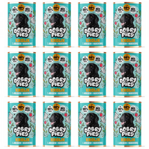 DOBRY PIES Rabbit with apple and carrot - vlhké krmivo pro psy - 12x400g - Fotogalerie 1