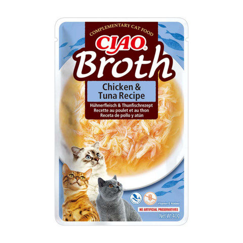 INABA Ciao Broth with chicken, salmon, tuna and scallop - pamlsek pro kočky - 10x40g - Fotogalerie 5