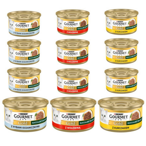 PURINA Gourmet Gold Succulent Delights Mix 3 Příchutí - mokré krmivo pro kočky - 12x85g - Fotogalerie 1