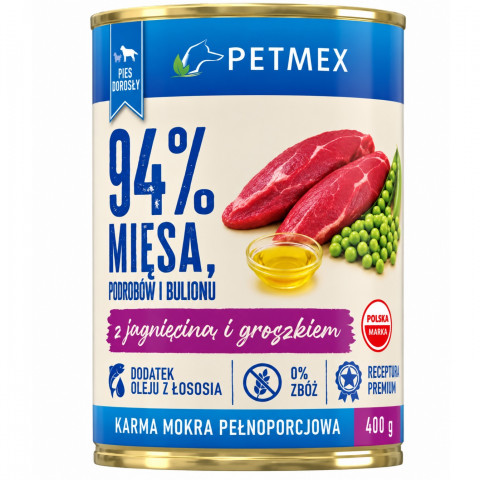 PETMEX with lamb and peas - vlhké krmivo pro psy - 400g - Fotogalerie 1