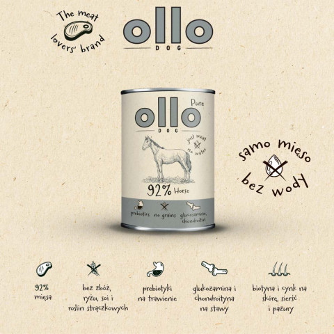 OLLO Pure Kůň Mono - mokré krmivo pro psy - 850g - Fotogalerie 5