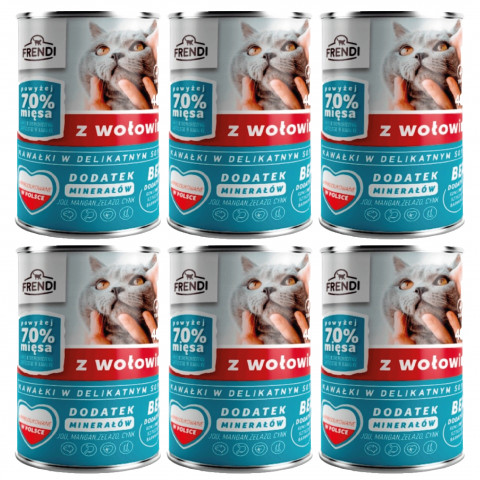 FRENDI s hovězím masem kousky v jemné omáčce – mokré krmivo pro kočky – 6x400g - Fotogalerie 1