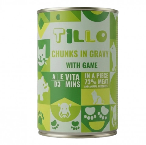 TILLO Chunks in gravy Game - mokré krmivo pro kočky - 415g - Fotogalerie 1