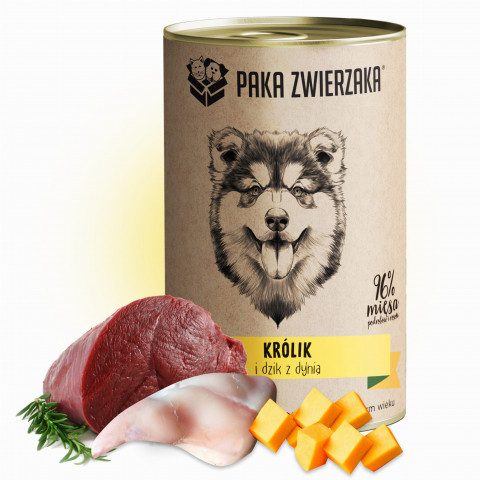PAKA ZWIERZAKA Rabbit and boar with pumpkin - vlhké krmivo pro psy - 400g - Fotogalerie 2