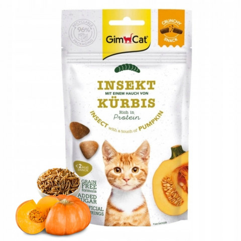 GIMCAT Crunchy Snacks Insect with pumpkin - pamlsek pro kočky - 50g - Fotogalerie 2