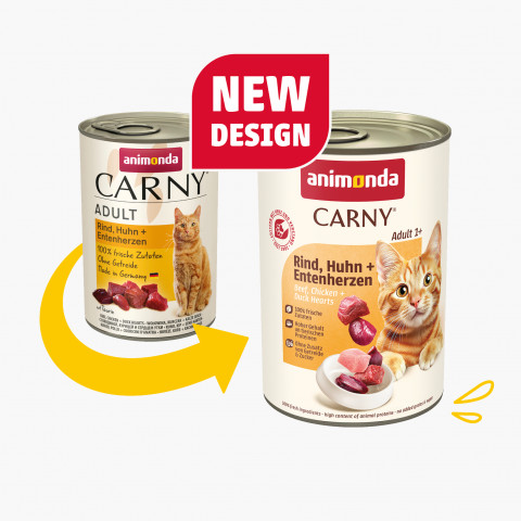 ANIMONDA Carny Adult Beef, chicken and duck hearts - mokré krmivo pro kočky - 400g - Fotogalerie 2