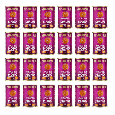 CHAMPER Coat & Skin monoproteinový losos – mokré krmivo pro psa – 24×400 g - Fotogalerie 1