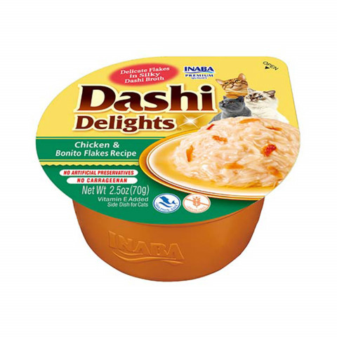 INABA Dashi Delights Chicken s bonito vločkami ve vývaru - pochoutka pro kočky - 3x70 g + 1x70 g Zdarma! - Fotogalerie 6