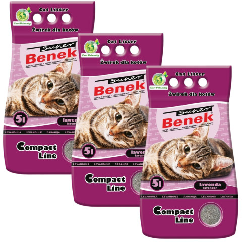CERTECH Super Benek Compact Levandule – hrudkující stelivo pro kočky – 3x5l - Fotogalerie 1