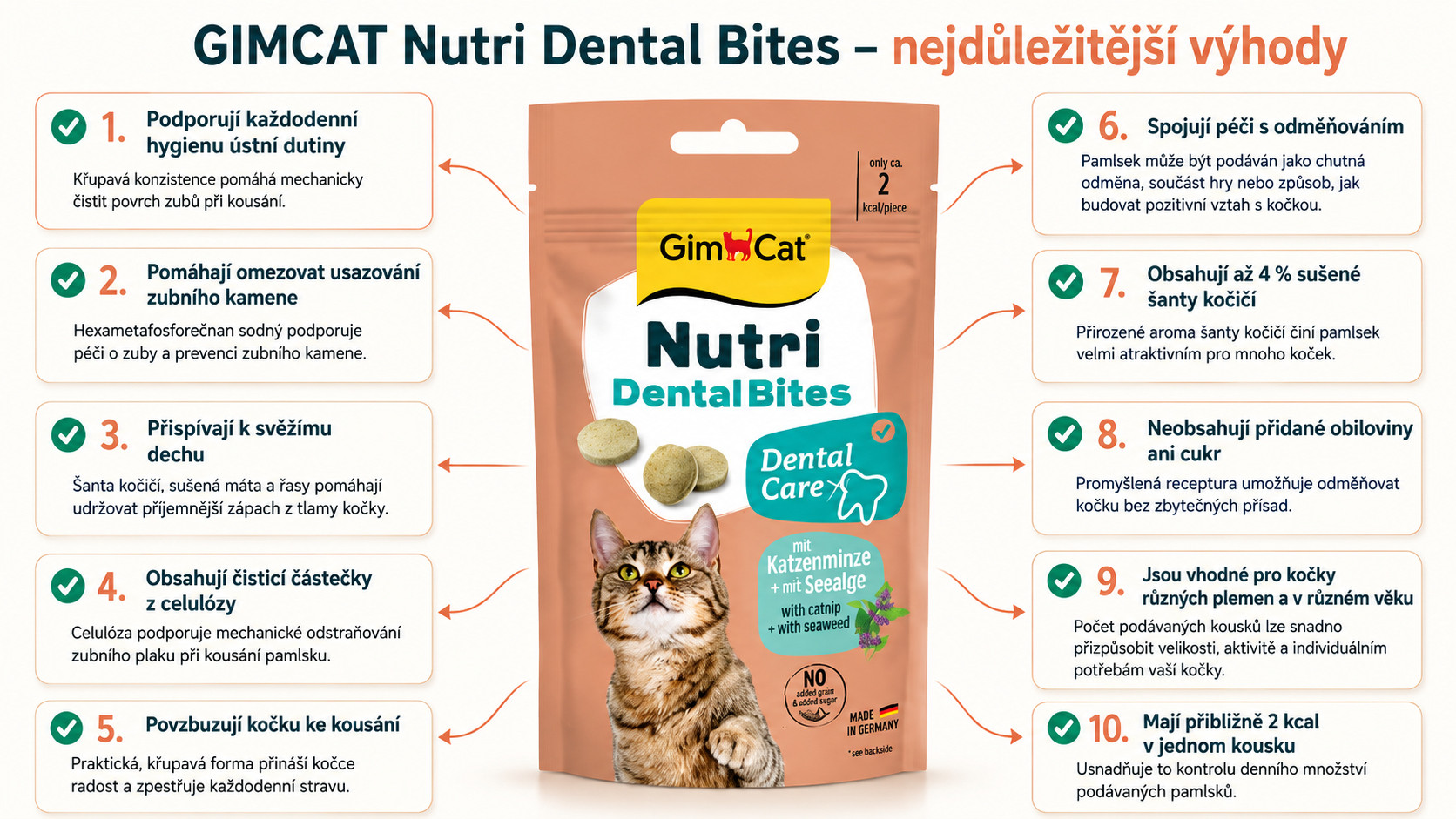 GIMCAT Nutri Dental Bites - pamlsek pro kočky - 40g - foto 1