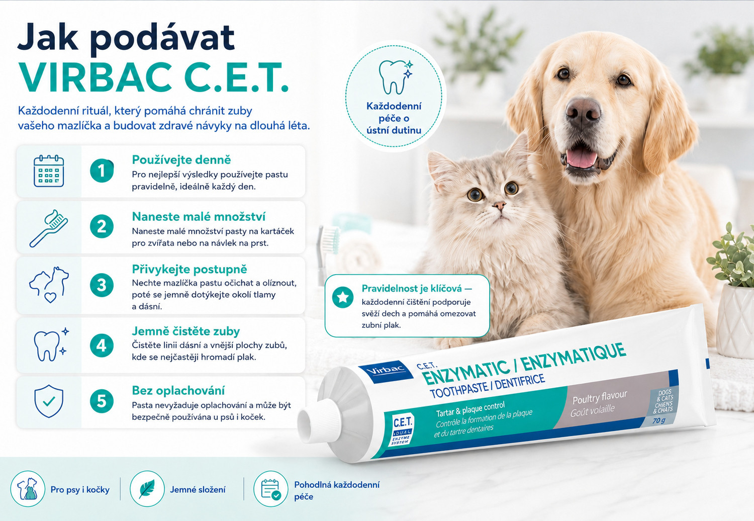 VIRBAC C.E.T. - enzymatická zubní pasta pro psy a kočky - 70 g - foto 2