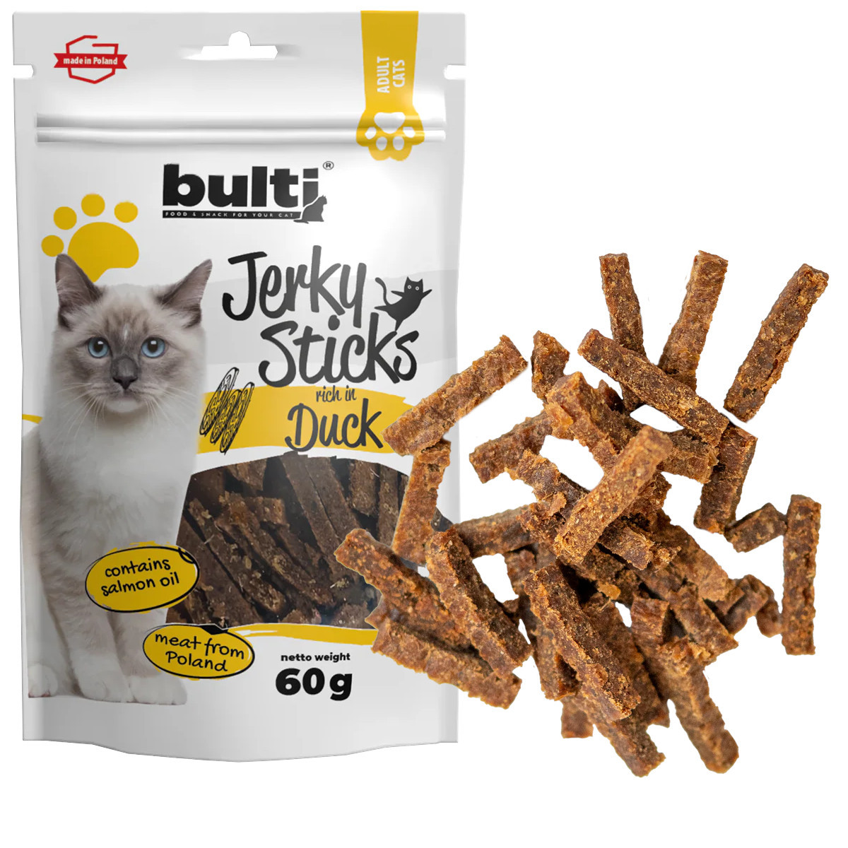 BULTI Jerky sticks rich in duck - pamlsek pro kočky - 60g - foto 1