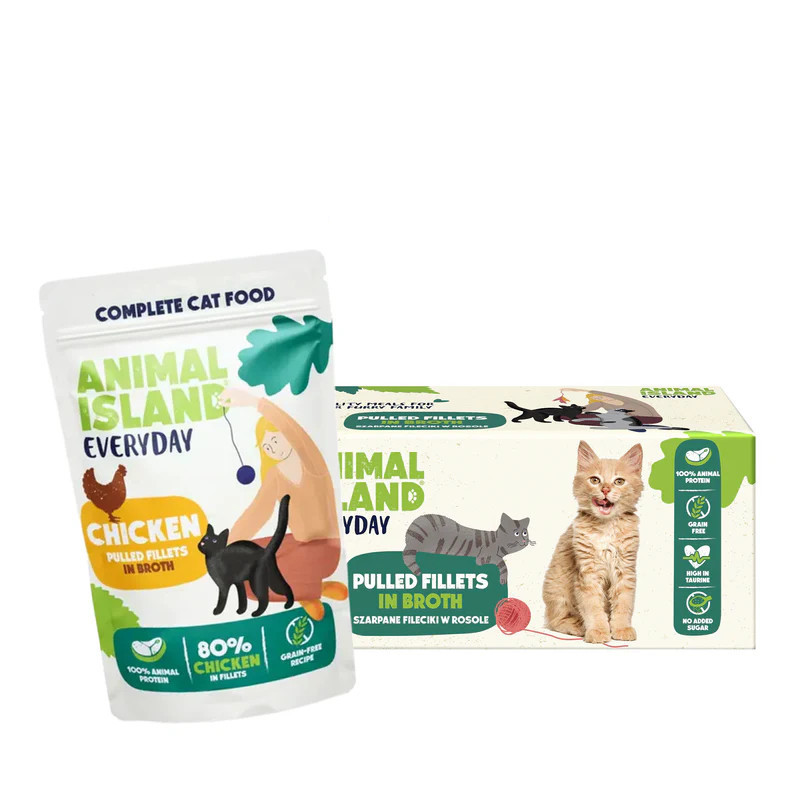 ANIMAL ISLAND Chicken in broth Box - mokré krmivo pro kočky - 40x85g - foto 1