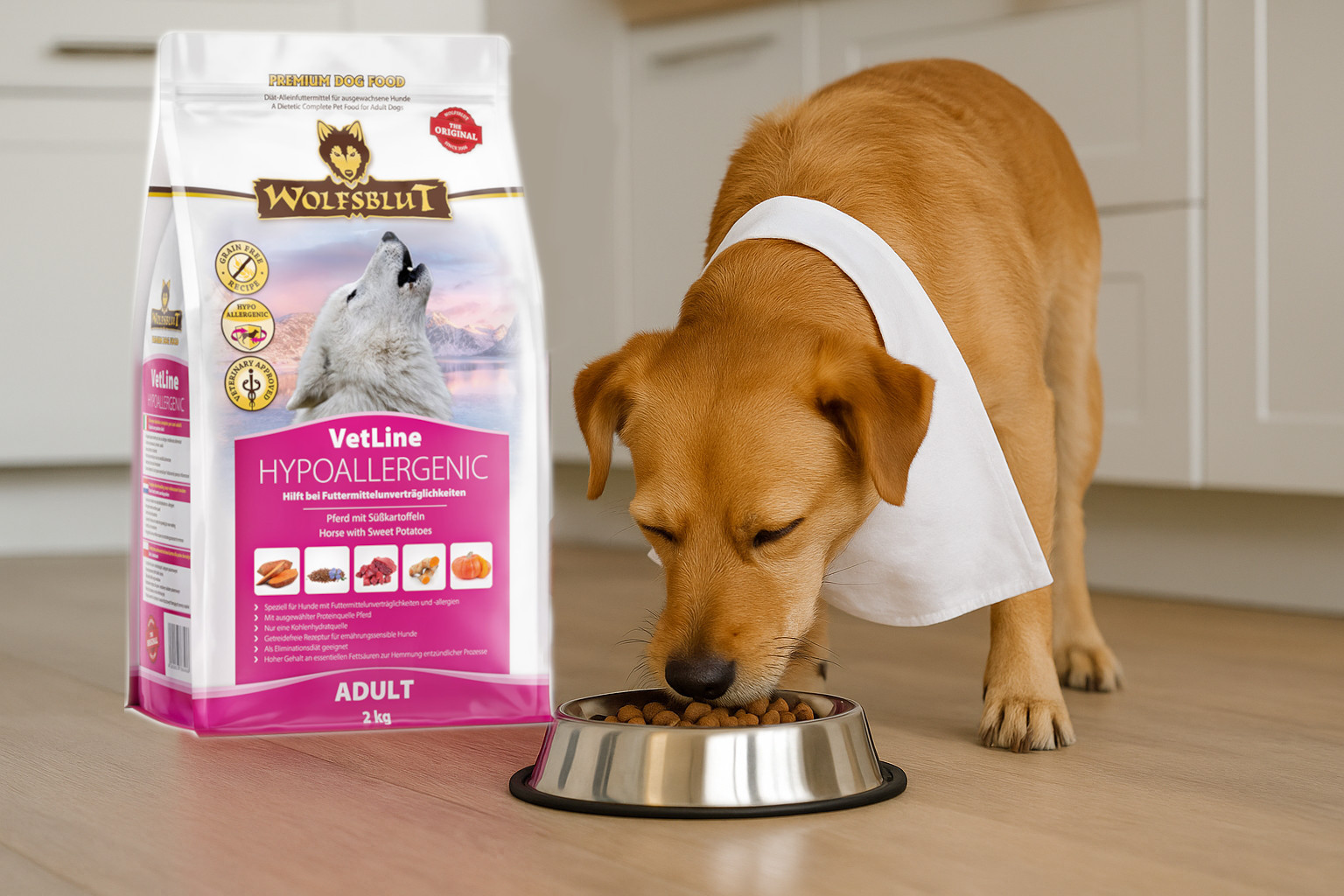 WOLFSBLUT VetLine Hypoallergenic Horse with sweet potatoes - suché krmivo pro psy - 2kg - foto 5