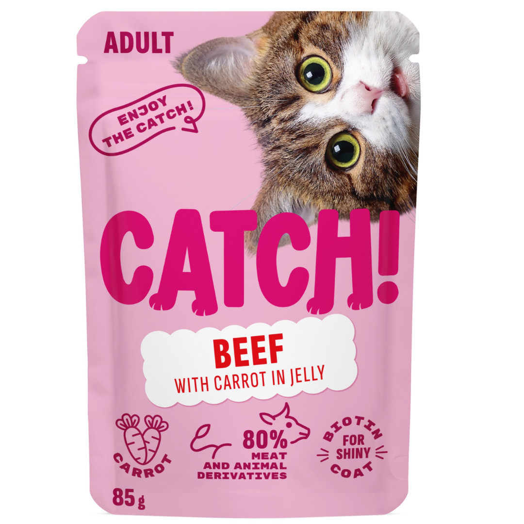 CATCH Beef and carrot in jelly - mokré krmivo pro kočky - 85g - foto 1