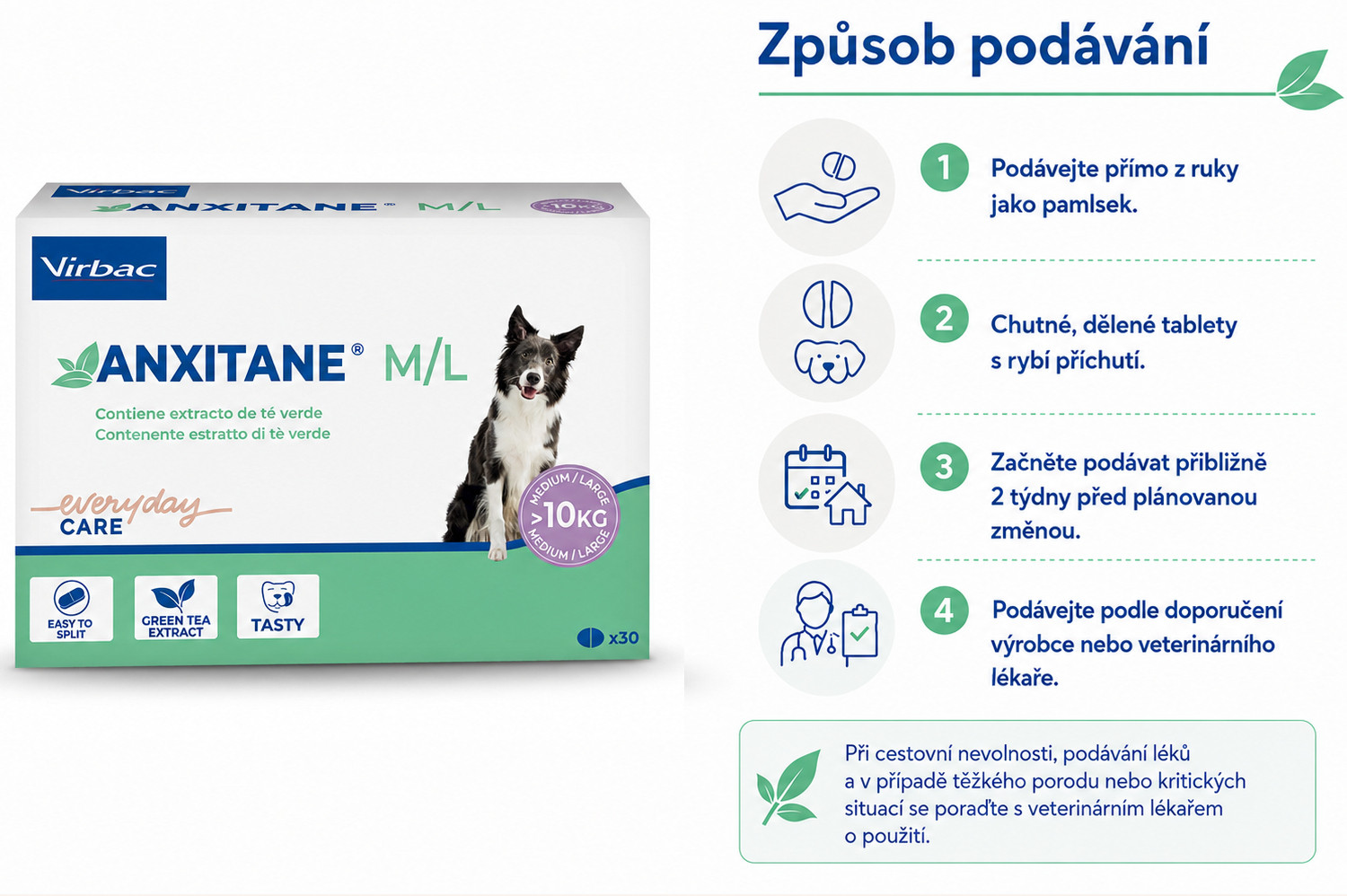 VIRBAC Anxitane Medium & Large - uklidňující přípravek pro psy - 30 tablet - foto 3