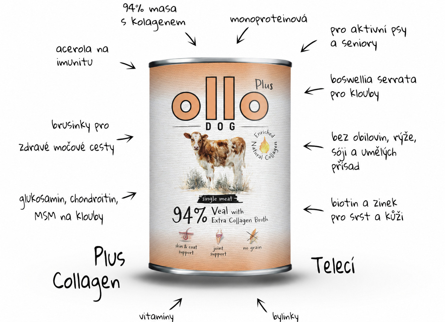 OLLO Plus Collagen Mono Veal - vlhké krmivo pro psy - 800g - foto 4