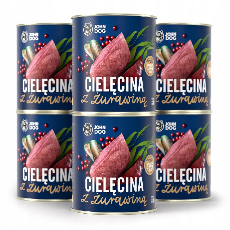 JOHN DOG Berry Adult Veal with cranberries - Mokré krmivo pro psy - 6 x 800 g - foto 1