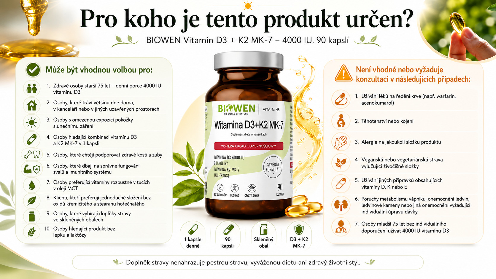 BIOWEN Vitaminy D3 + K2 MK-7 – doplněk stravy pro lidi – 90 kapslí - foto 6