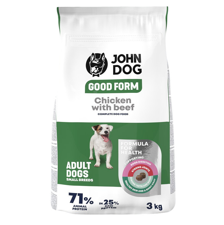 JOHN DOG Good Form Small breeds Chicken with beef - suché krmivo pro psy - 3kg - foto 1