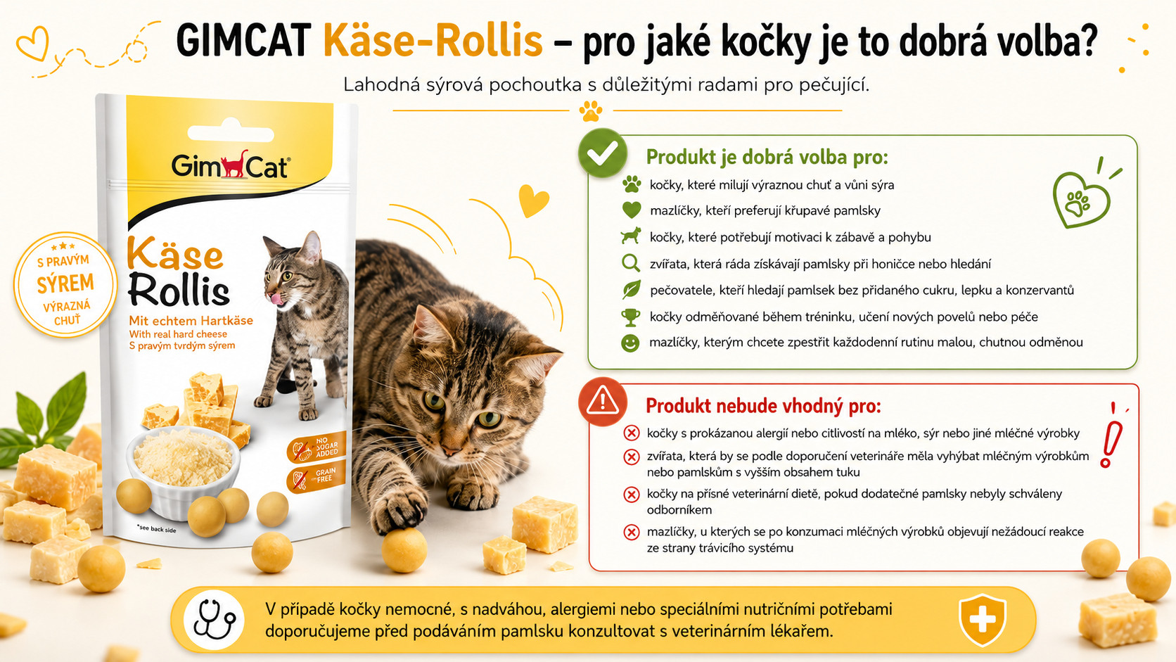 GIMCAT Käse-Rollis Křupavé sýrové kousky – pamlsek pro kočku – 40g - foto 2